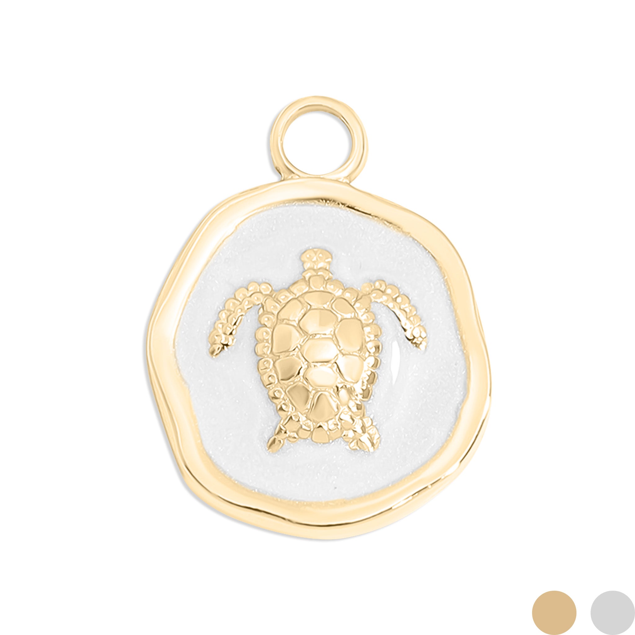 18K Gold PVD Sea Turtle Epoxy Charm 