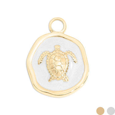 18K Gold PVD Sea Turtle Epoxy Charm 