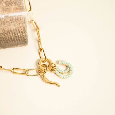 Turquoise Stone Horseshoe Charm