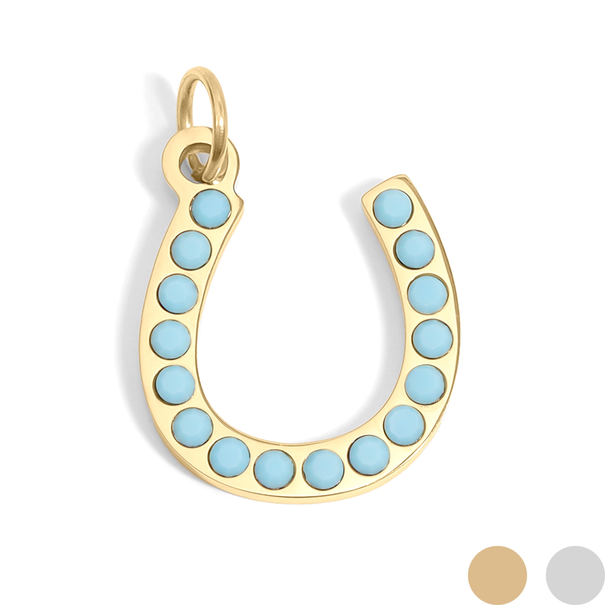 Turquoise Stone Horseshoe Charm