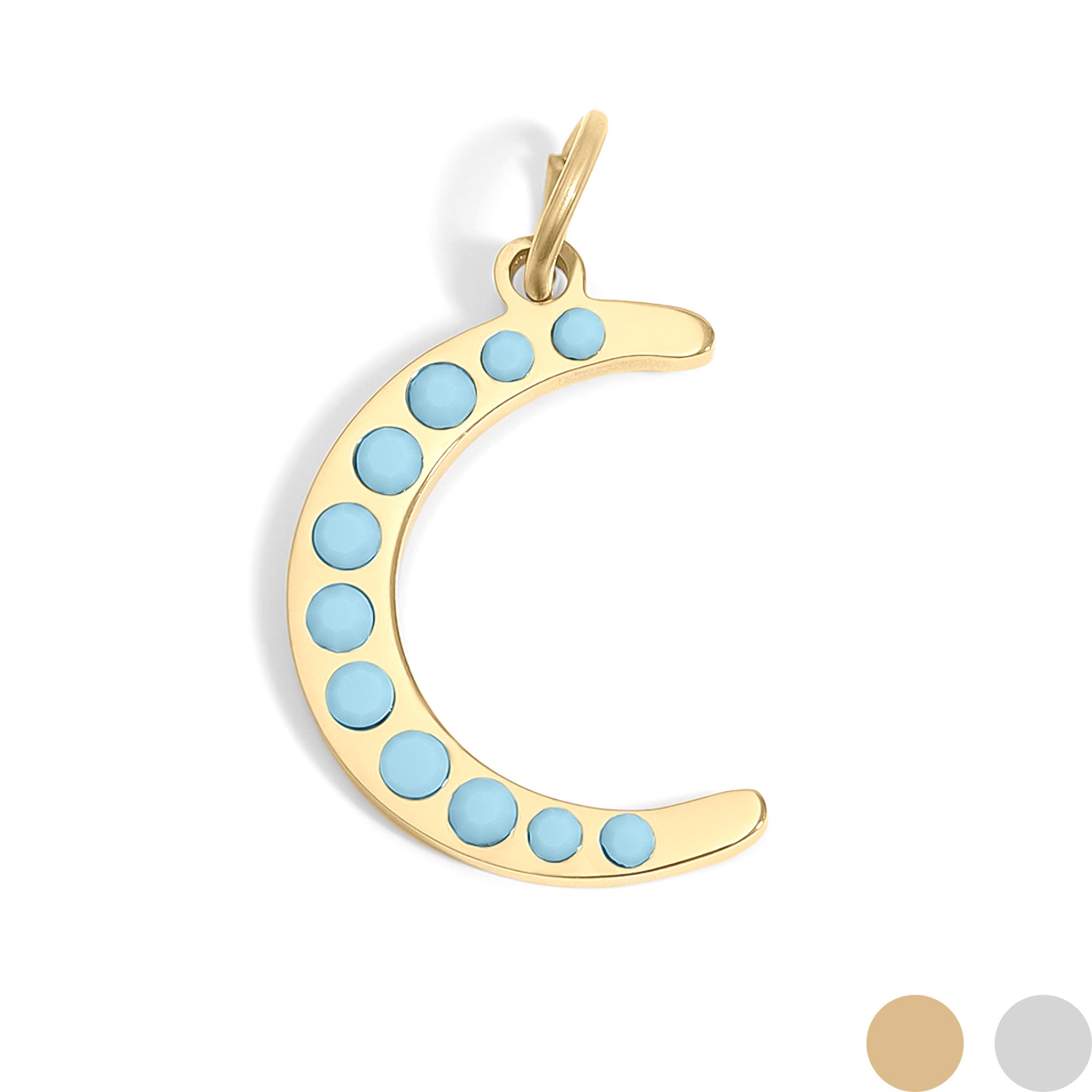 Turquoise Stone Moon Charm