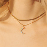 Turquoise Stone Moon Charm