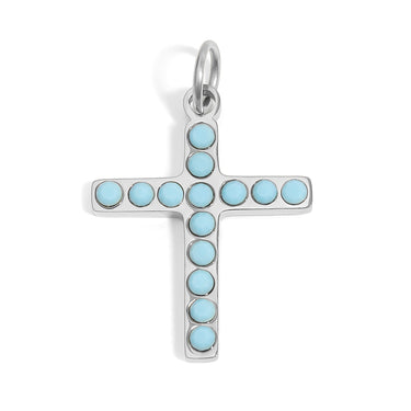 Turquoise Stone Cross Charm