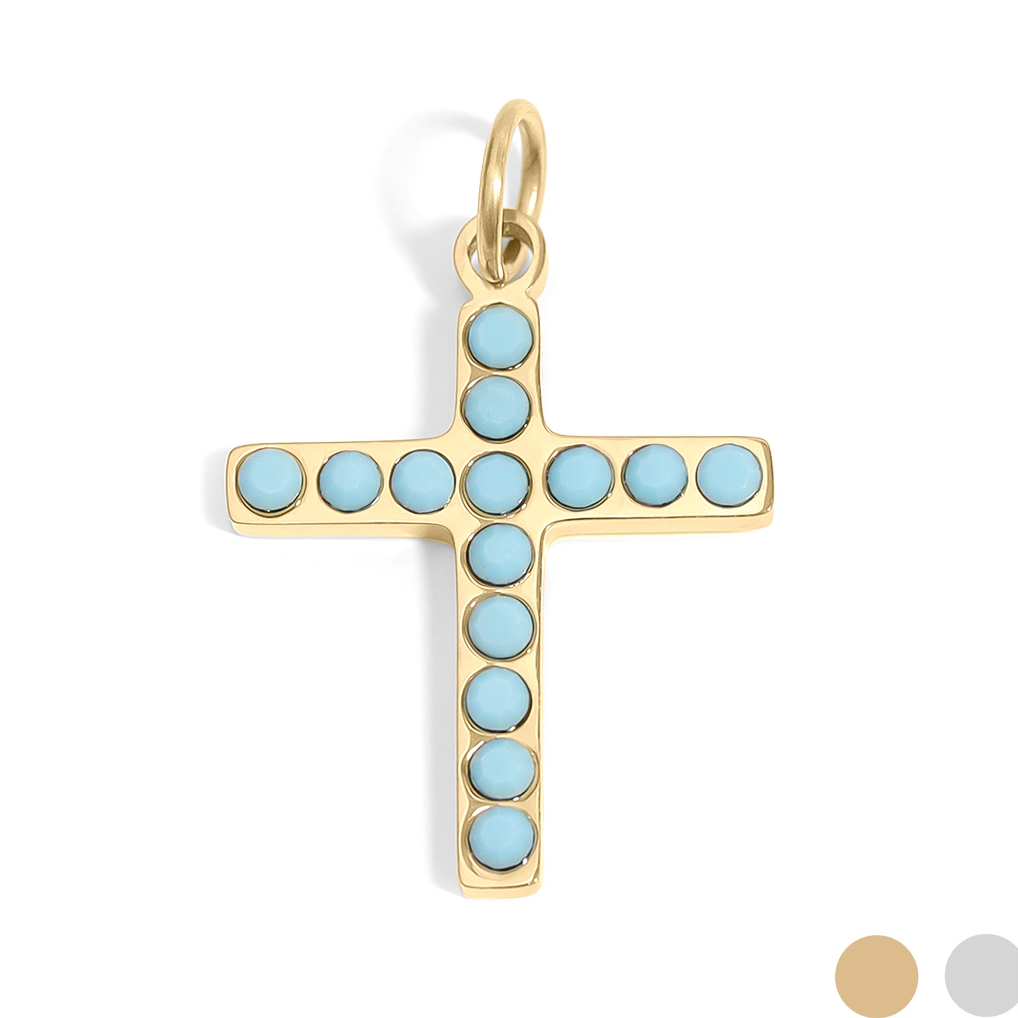 Turquoise Stone Cross Charm