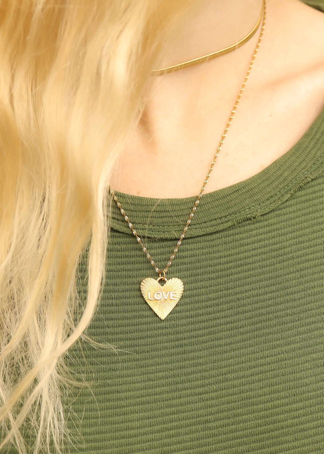 18K gull PVD rustfritt stål Sunburst Heart Love Charm/PDL0233