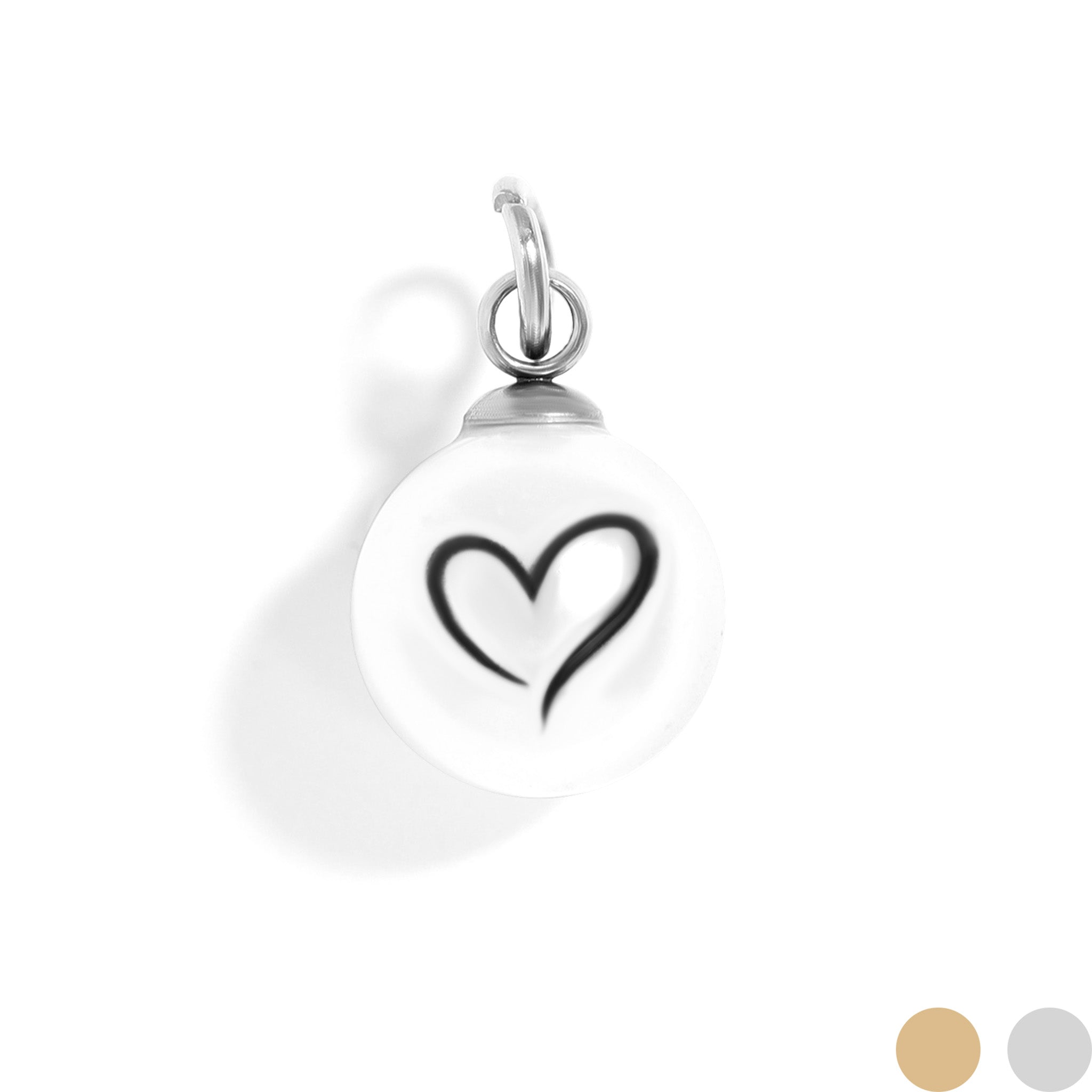 Printed Heart on Pearl Charm