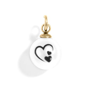 Printed Hearts Pearl Charm