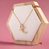 18K Gold PVD Stainless Steel Pearl Moon Charm