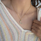 18K Gold PVD Stainless Steel Pearl Moon Charm