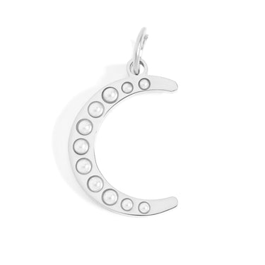 18K Gold PVD Stainless Steel Pearl Moon Charm
