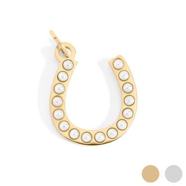18K Gold PVD Stainless Steel Pearl Horseshoe Charm