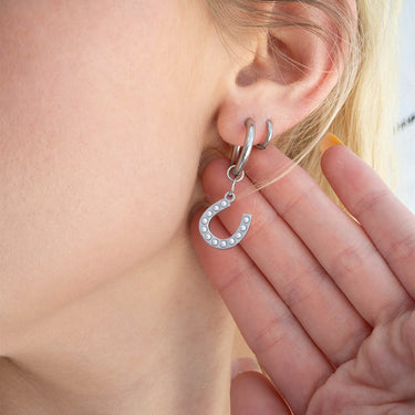 18K Gold PVD Stainless Steel Pearl Horseshoe Charm