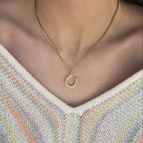 18K Gold PVD Stainless Steel Pearl Horseshoe Charm