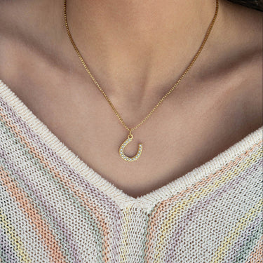 18K Gold PVD Stainless Steel Pearl Horseshoe Charm