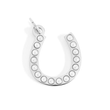 18K Gold PVD Stainless Steel Pearl Horseshoe Charm