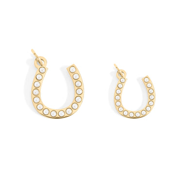 18K Gold PVD Stainless Steel Pearl Horseshoe Charm