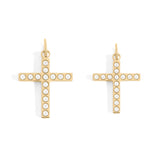 18K Gold PVD Stainless Steel Pearl Cross Charm