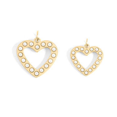 18K Gold PVD Stainless Steel Pearl Heart Charm