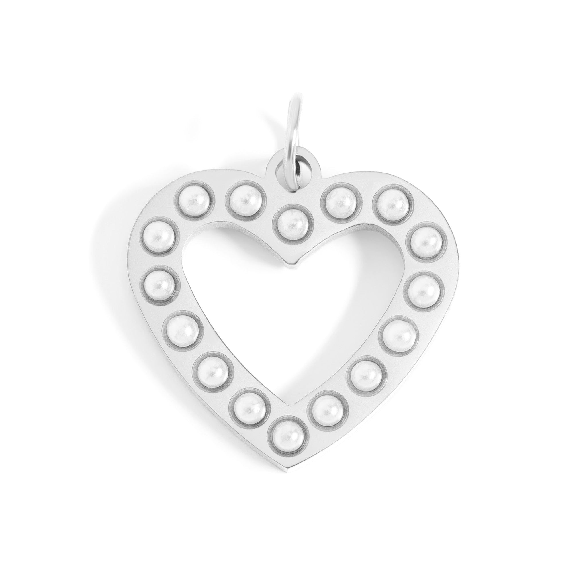 18K Gold PVD Stainless Steel Pearl Heart Charm