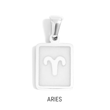 Zodiac Card Pendant Aries Silver