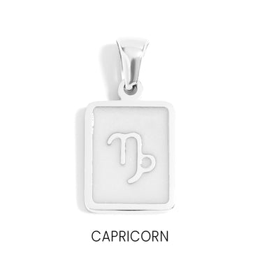 Zodiac Card Pendant Capricorn Silver