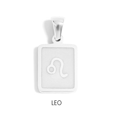 Zodiac Card Pendant Leo Silver