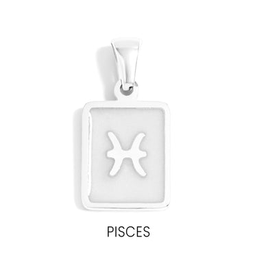 Zodiac Card Pendant Pisces Silver