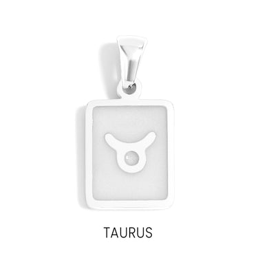 Zodiac Card Pendant Taurus Silver