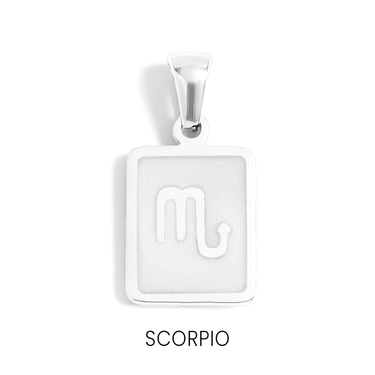 Zodiac Card Pendant Scorpio Silver