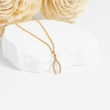 Rhinestone Wishbone Charm