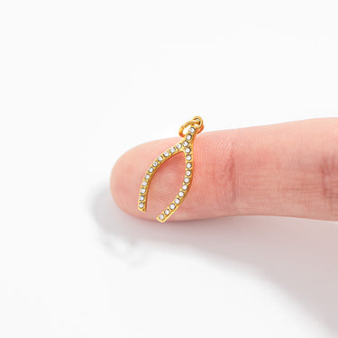 Rhinestone Wishbone Charm