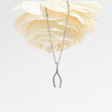 Rhinestone Wishbone Charm
