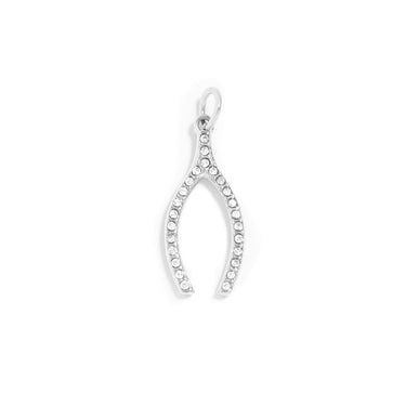 Rhinestone Wishbone Charm