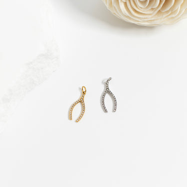 Rhinestone Wishbone Charm