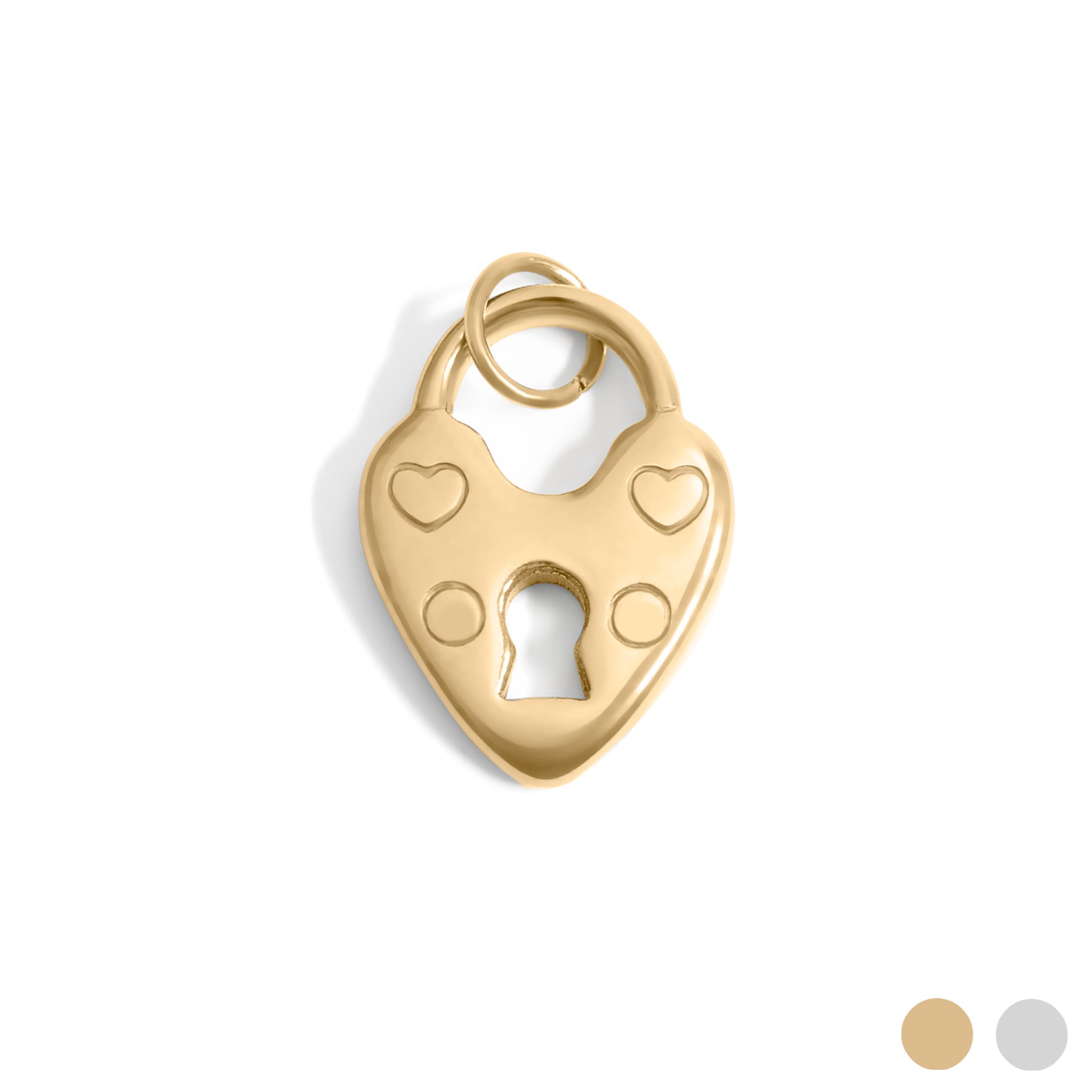 18K Gold PVD Stainless Steel Vintage Heart Lock Charm