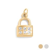 18K Gold PVD Stainless Steel Padlock with Stone Charm