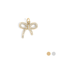 CZ Stone Rhinestone Bow Charm pendant