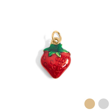 18K Gold PVD Stainless Steel Epoxy Strawberry Charm