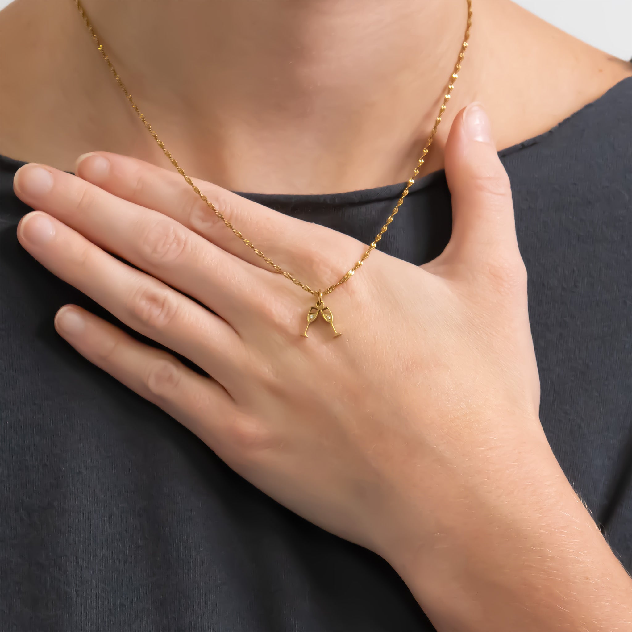 Stainless Steel Champagne Cheers Charm