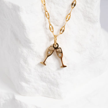 Stainless Steel Champagne Cheers Charm