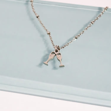 Stainless Steel Champagne Cheers Charm