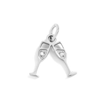 Silver Champagne Cheers Charm