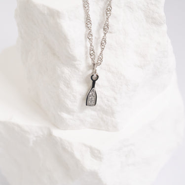 Stainless Steel Champagne Bottle Charm on Singapore Necklace