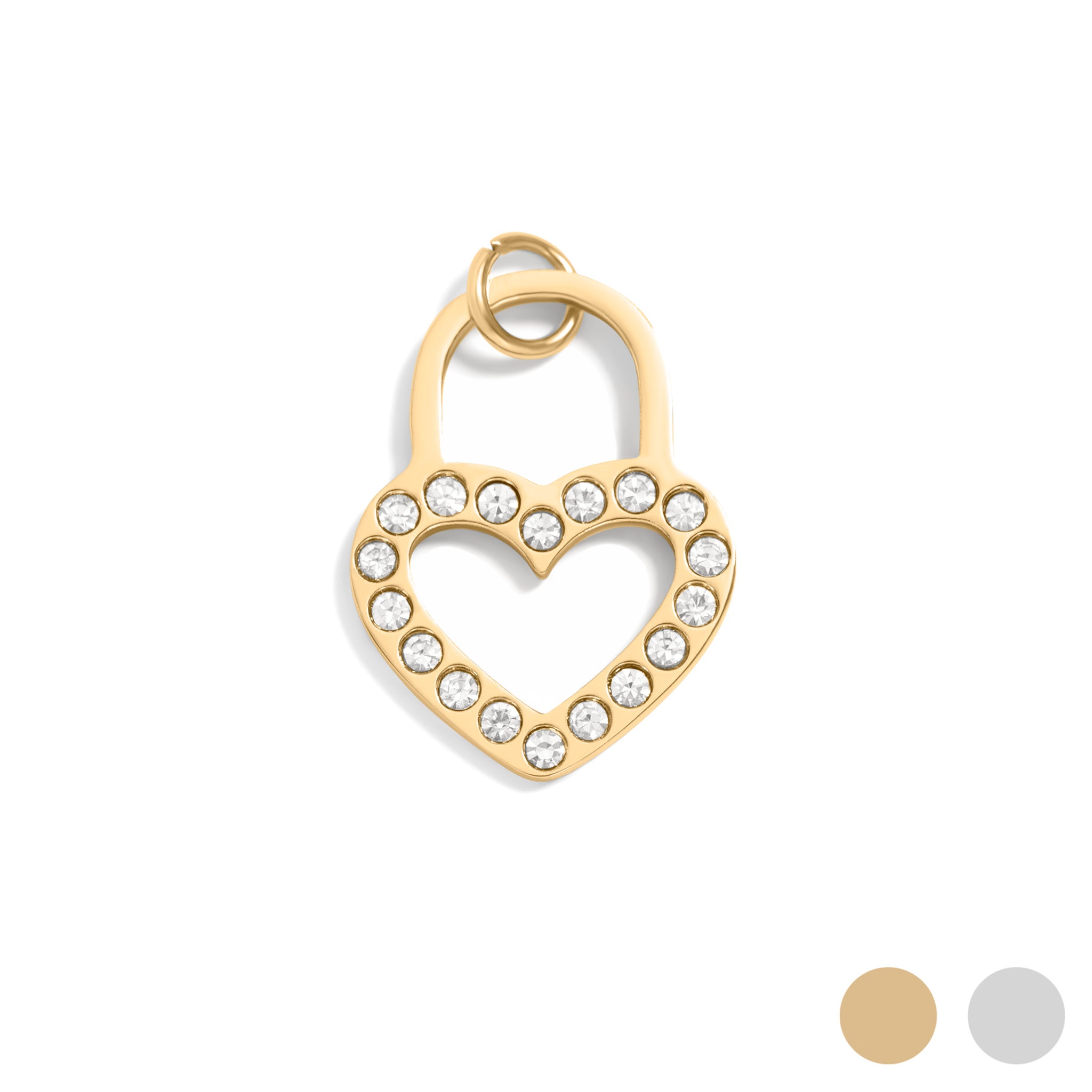 Gold Steel Stone Heart Padlock