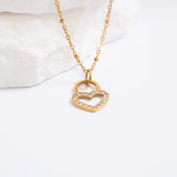 Gold Steel Stone Heart Padlock