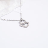 Silver Steel Stone Heart Padlock