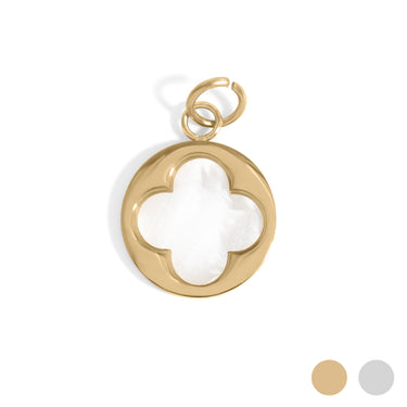 18K Gold PVD Stainless Steel Mother Of Pearl Flower Pendant