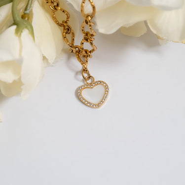 Mother of Pearl Heart Charm on Chain