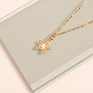 18K Gold PVD Stainless Steel Mother Of Pearl Star Charm