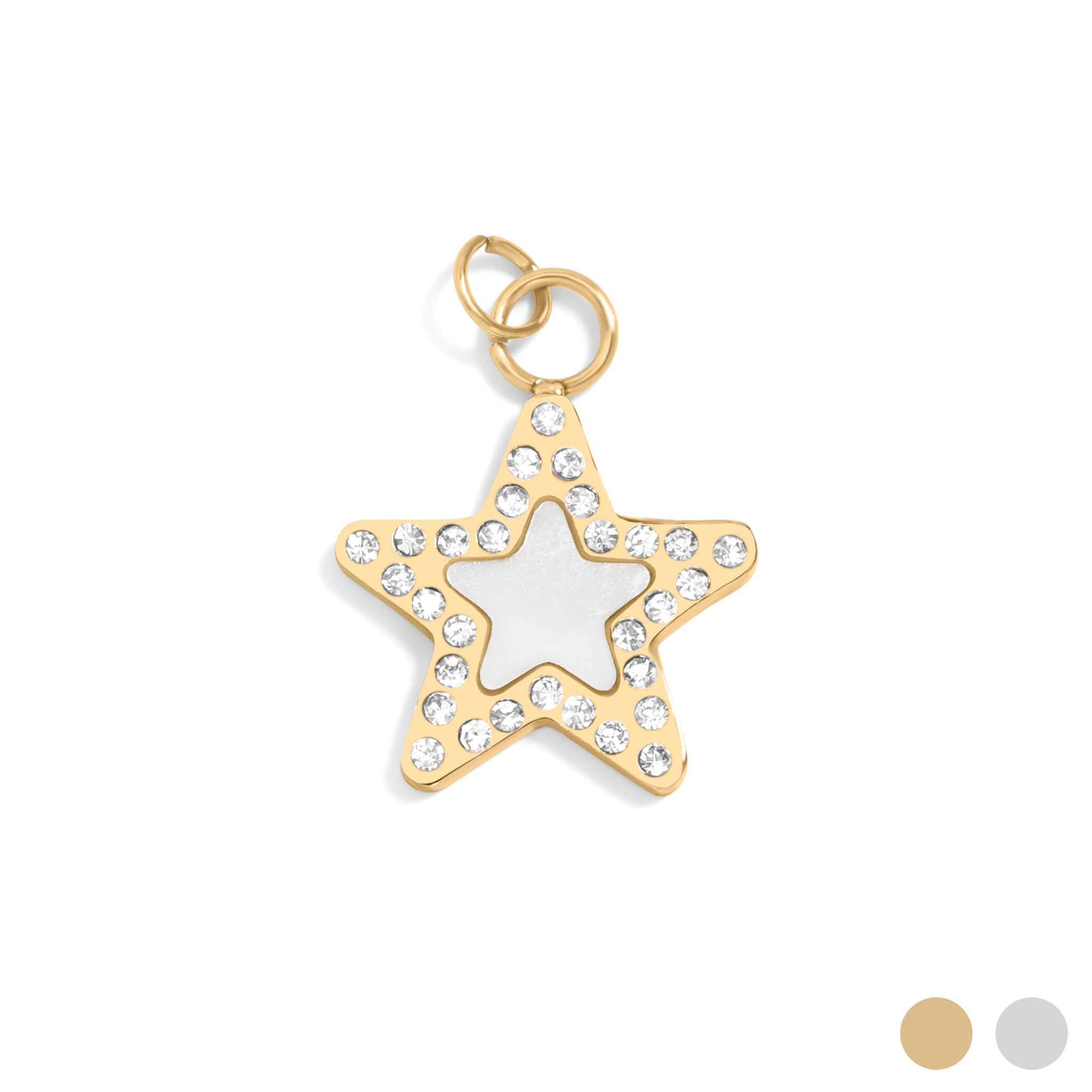 18K Gold PVD Stainless Steel Mother Of Pearl Star Charm